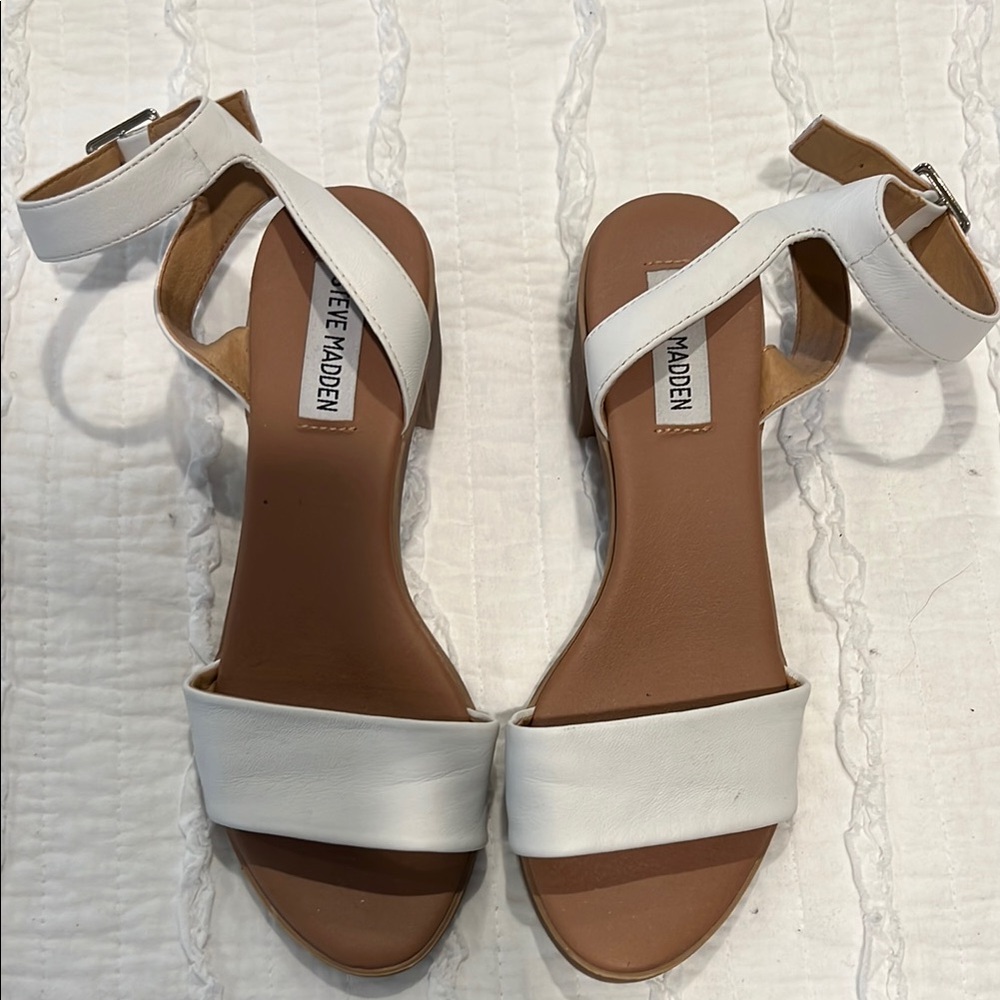 Steve Madden White Ankle-Strap Sandals
